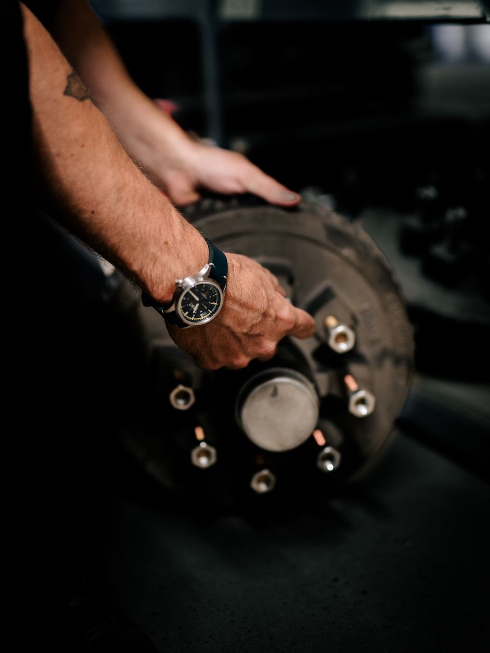 Close view of diagnostic work being carried out on a heavy-duty unit